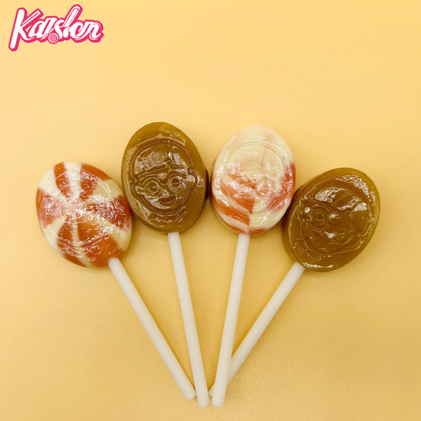 Cartoon fruit flavor hard lollipop candy