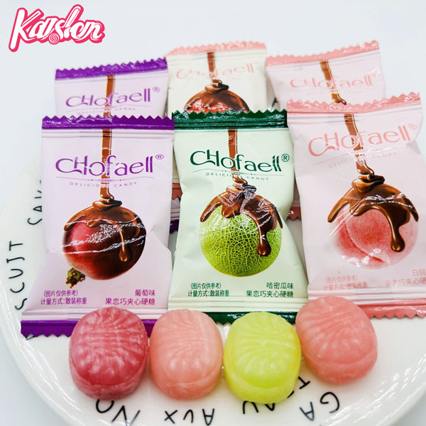 Chocolate filled fruit candy