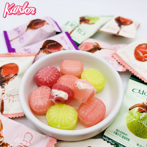 Chocolate filled fruit candy